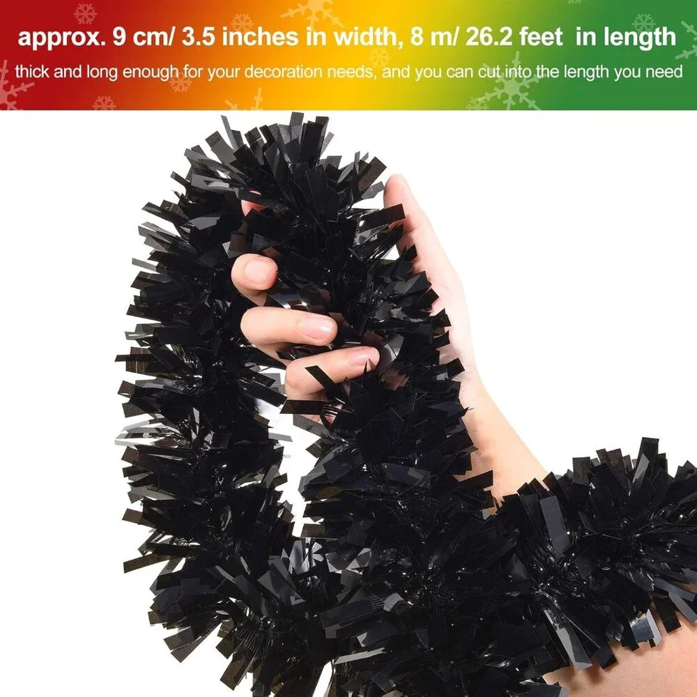 Versatile 26.2 ft Metallic Tinsel Garland - Perfect for Christmas & Halloween